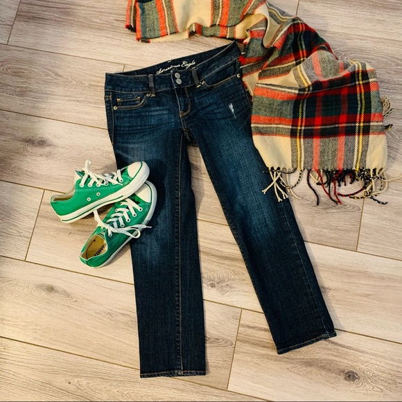 American Eagle Womens Artist Cropped Denim Jeans Size 2 Dark Wash Stretc… - Picture 1 of 16